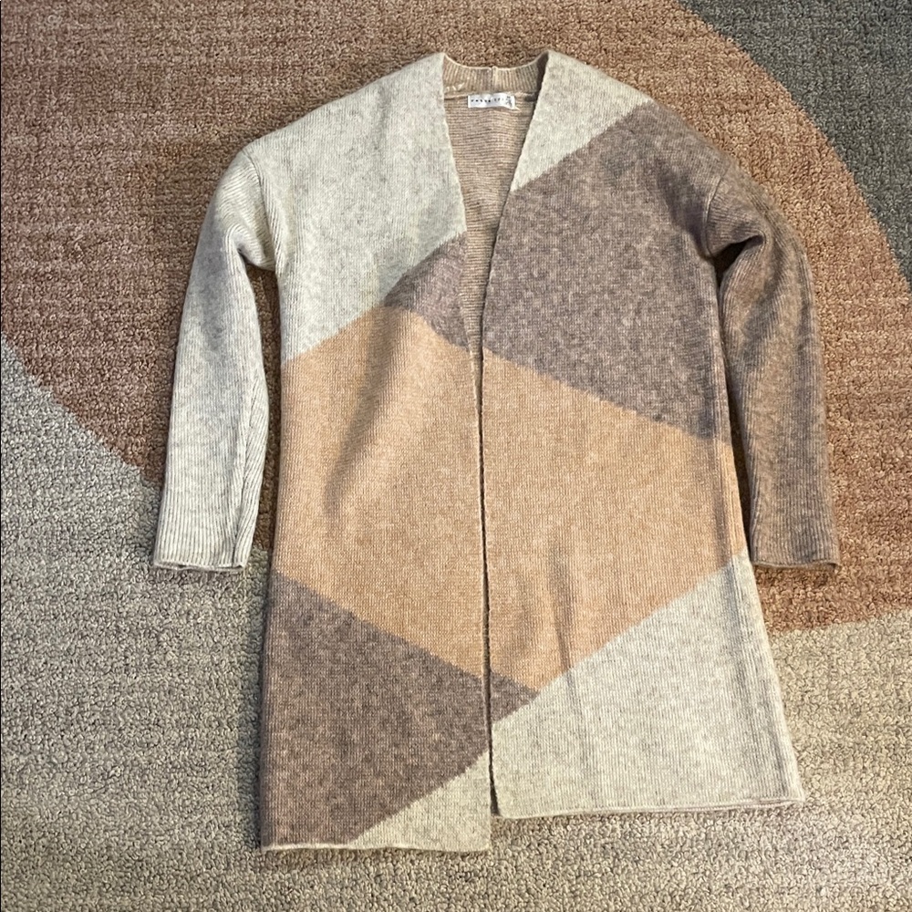Cozy Desert Color Block Cardigan Lounge Minimalist Western Beach Office Size S